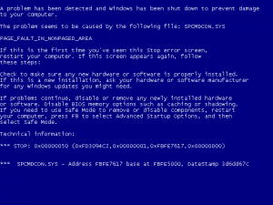 Blue screen of death