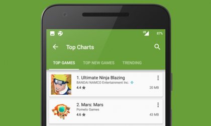 Google Play Store po teston madhësinë e skedës së aplikacioneve.